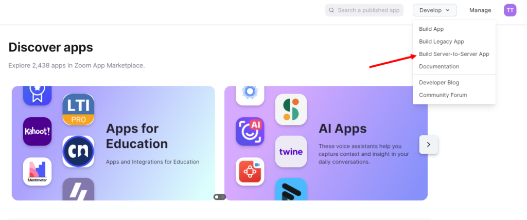 Zoom Marketplace: Build Server-to-Server App